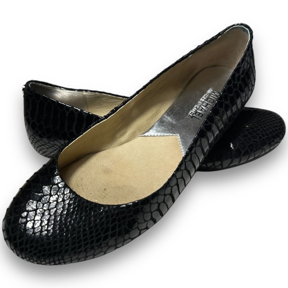 Michael Kors Glossy Black Textured Flats - Picture 8 of 10